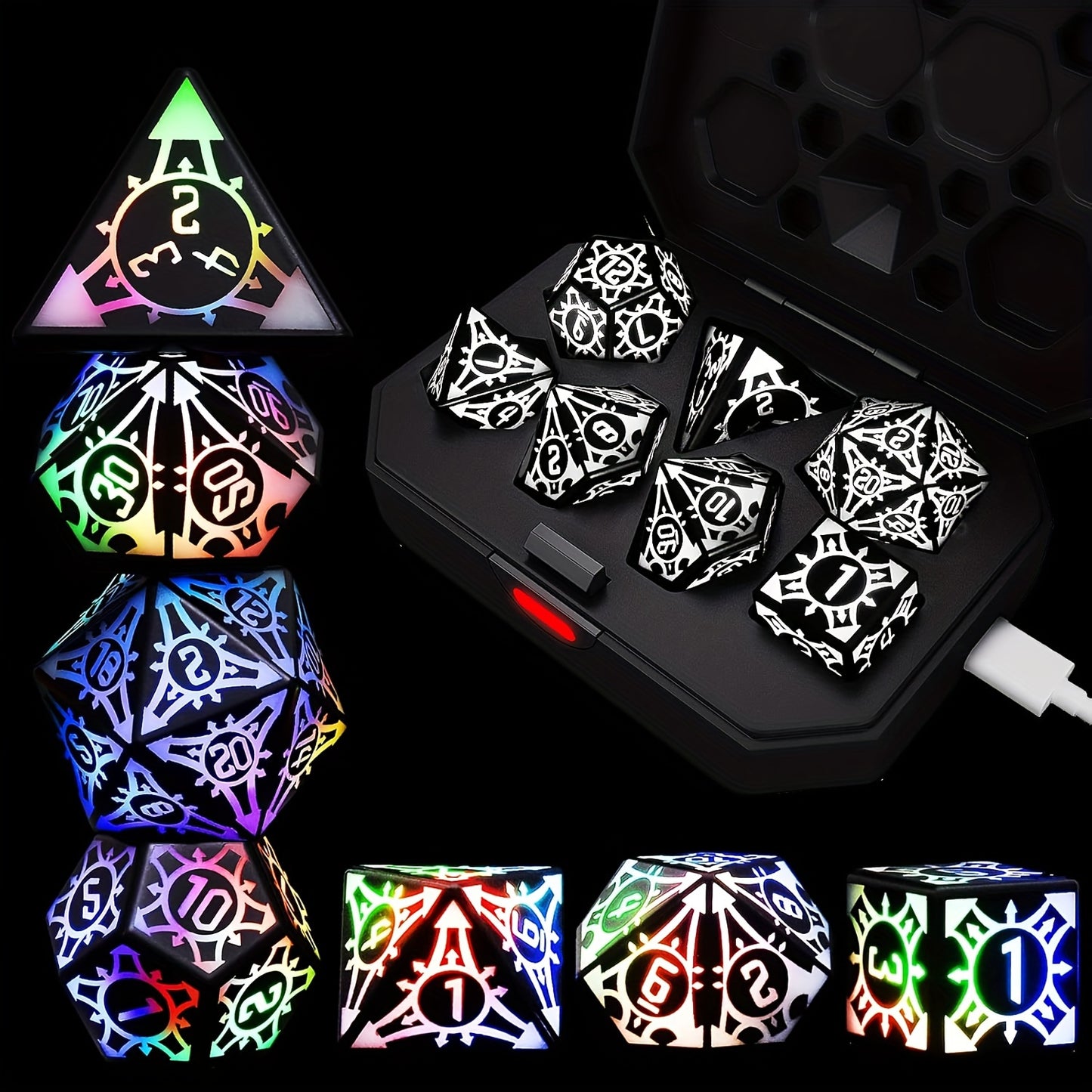 7 piece LED Light Up Dice Set
