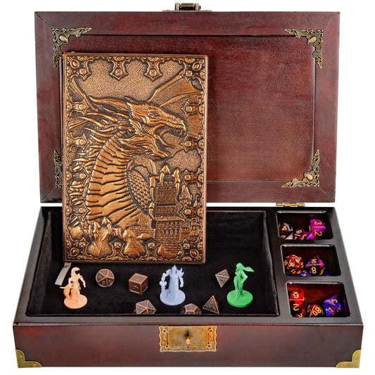 Adventurer's Starter Kit with Wooden Dice Box