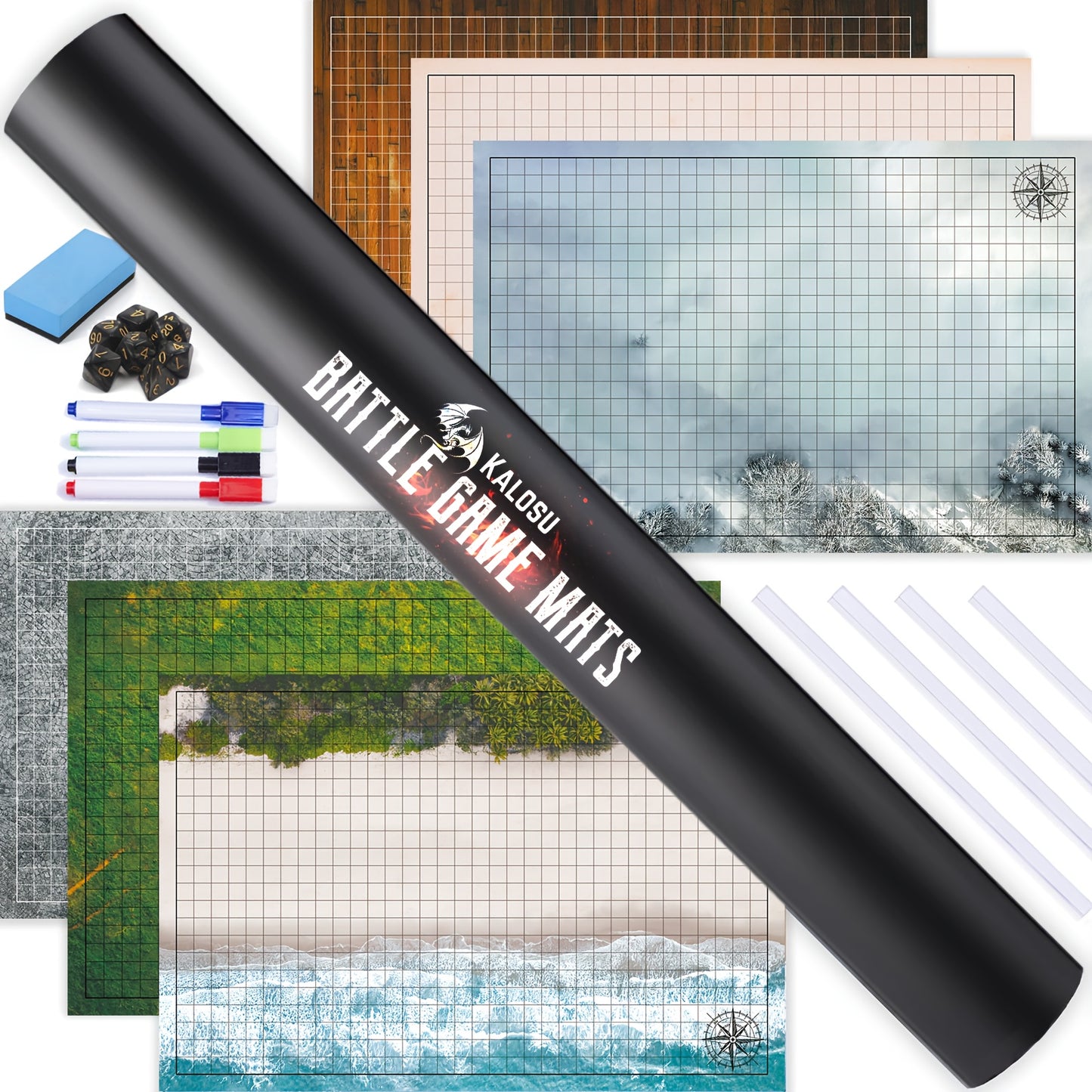 3-Pack Double Sided Battle Terrain Grid Maps