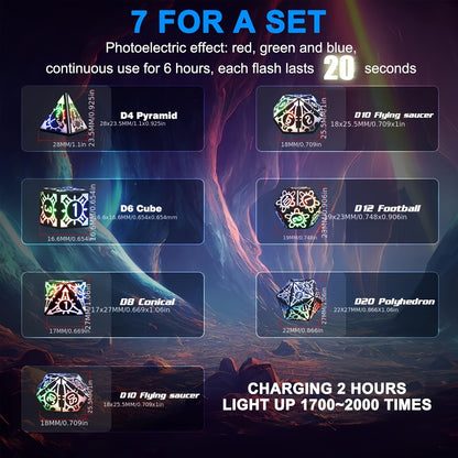 7 piece LED Light Up Dice Set