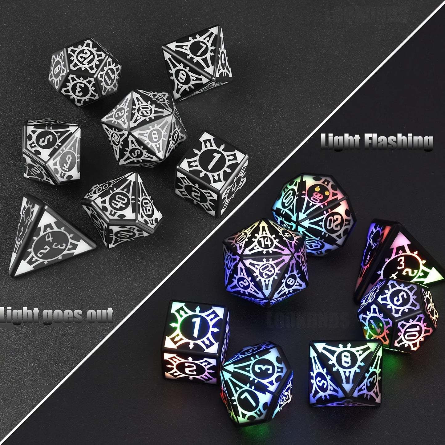 7 piece LED Light Up Dice Set