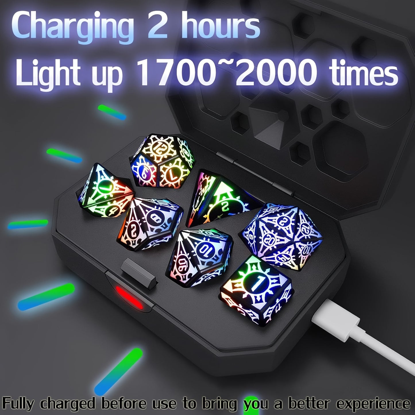 7 piece LED Light Up Dice Set