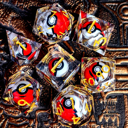 Pokeball 7 Piece Dice Set