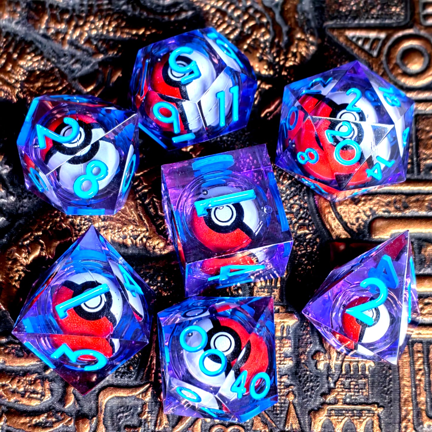 Pokeball 7 Piece Dice Set