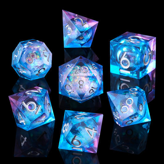 Blue Purple Liquid Core Dice Set