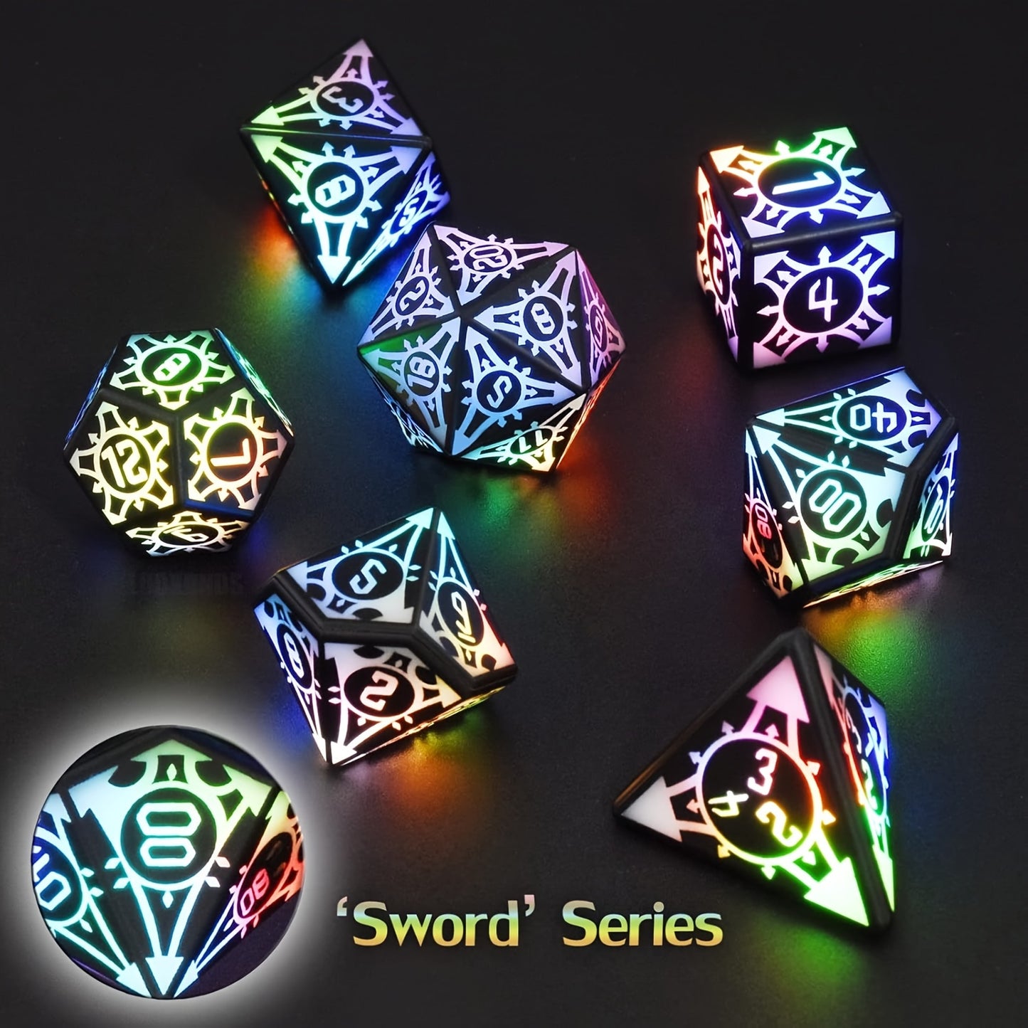 7 piece LED Light Up Dice Set