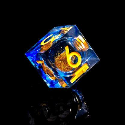 Golden Blue Liquid Core Dice Set