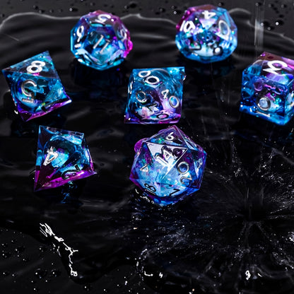 Blue Purple Liquid Core Dice Set