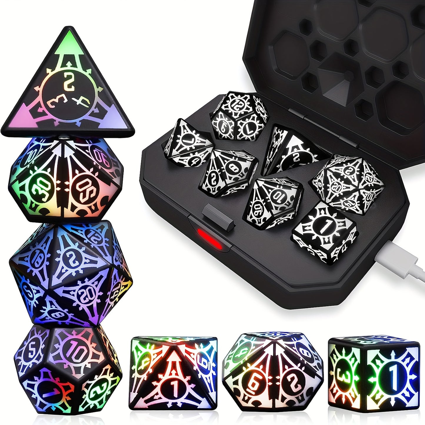 7 piece LED Light Up Dice Set