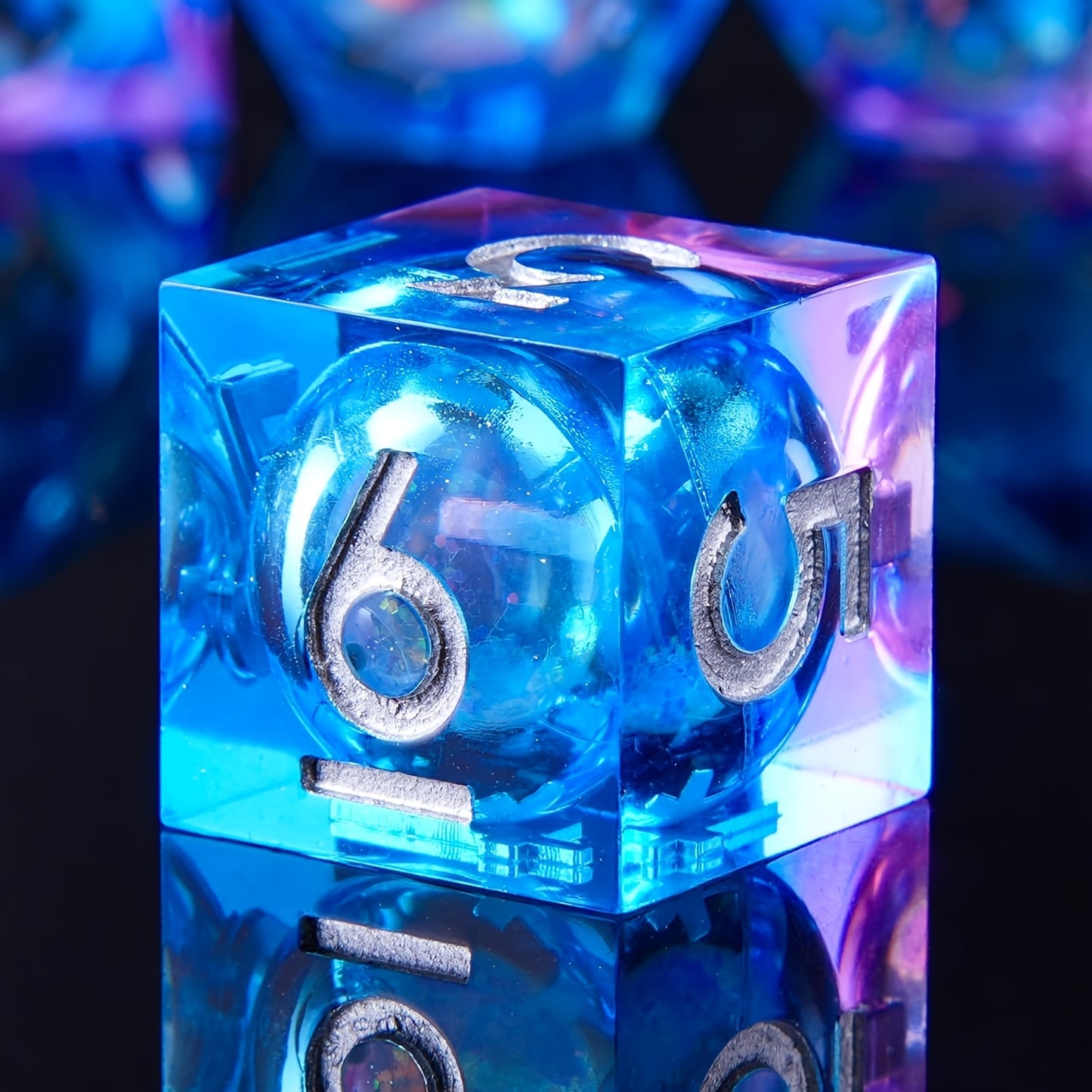 Blue Purple Liquid Core Dice Set