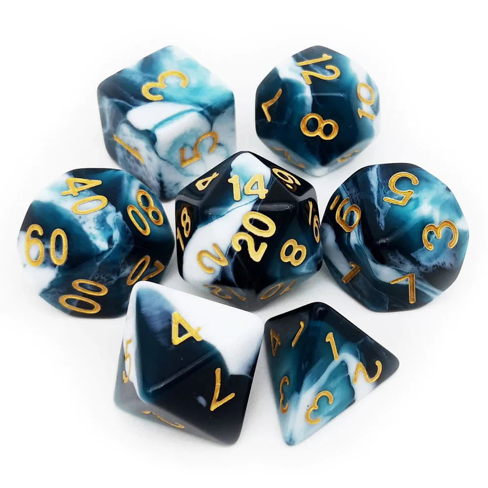 Gemini Dice Set, Teal White-0